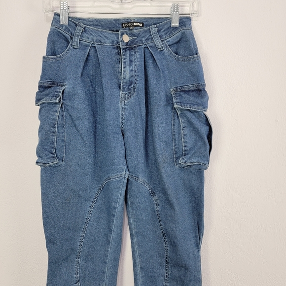 Fashion Nova Denim Flap Pocket Joggers Size XS - Picture 8 of 15